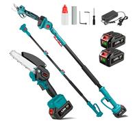ONEVAN Élagueuse sur Perche Télescopique sans Fil 4-en-1 avec 2 Batteries | 15cm Tronçonneuse, 25mm Sécateur, 2.6m Perche, 180° Tête pivotante, Moteur Brushless, SK5-Lames, Élagage en hauteur, Jardin