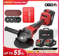 ONEVAN - meuleuse d'angle M14 sans balais, 125mm, Machine de découpe, meuleuse d'angle électrique sans fil, outils électriques pour broche de batterie Makita 18V 2 Battery 1EU Plug