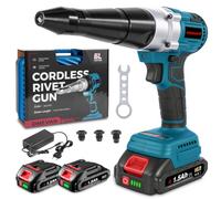 ONEVAN Pince à rivets sans fil 20000N Course 20mm Ø2,4-5,0mm Sans Balais | 2 Batteries 1.5Ah sans fil, Charge rapide 1h, Fonction automatique, 4 Buses, Construction métallique & Atelier auto