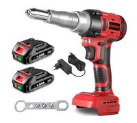 Pince à rivets sans fil ONEVAN, avec 2 batteries de 1,5 Ah, pince à rivets électrique sans balais (rouge) – Dimensions : Livré avec 2 batteries