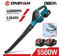 ONEVAN - souffleur d'air électrique sans fil, 5500W, souffleur de feuilles, outil de nettoyage de la poussière de neige, adapté aux broches de batterie Makita 18V 2 BigBattery EU Plug