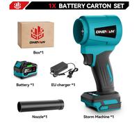 ONEVAN Souffleur turbo sans fil 4000W 400m/s moteur sans balais compatible Makita 18V 1 Ensemble de Batteries
