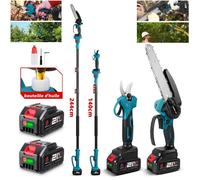 ONEVAN Tronçonneuse sur perche 8 pouces, Sécateur électrique sans fil, Perche télescopique 108-201 cm, 2X 3000mAh Batteries