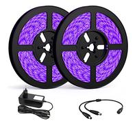 Onforu 20M UV Ruban LED, Bande LED Lumière Noire, 12 V 2835 Bandeau LED Lumière Violette, 1200 LEDs Ultraviolet Eclairage Ambiance pour Halloween, Noël, DJ Soirée, Disco, Body Painting, Peinture Fluo