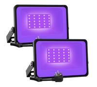 Onforu 2pcs 30W Projecteur UV LED, IP66 Étanche Lumière Noire UV Extérieur, Projecteur LED Ultraviolet avec Prise, Éclairage à Effet pour Soirée, Peinture Fluo, Affiche fluorescente, Néon, Bar, Fête