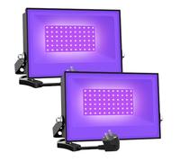 Onforu Lot de 2 50W Projecteur UV LED, IP66 Étanche Lumière Noire LED, Lampe LED Ultra-violet, Eclairage à Effet pour Aquarium, Soirée, Peinture Fluo, affiche fluorescente, Néon, Bar, Fête