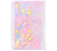 Onglets d'index pour A5 / A6 6 trous couverture anneau rond vue classeur dossier de fichiers feuilles mobiles protecteurs de couverture de reliure (Zip Pouch Petal, A5/21cm*15cm/8.5 Inch)