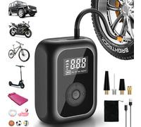 Onherm Pompe à air pour Schrad Compresseur à Air Portatif 6000mAh, Mini Gonfleur Electrique 10,3Bar/ 150PSI, Gonfleur Pneu Voiture avec Affichage Numérique et Lumière LED et 4 Modes pour