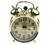 Oniissy Réveil mécanique en forme de fer à cheval doré pour chambre à coucher, réveil de chevet en métal vintage avec double clochette sans tic-tac, remontage manuel (1 pièce)
