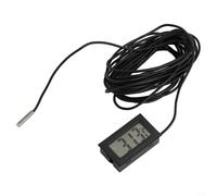 Oniissy Thermomètre numérique LCD Capteur de température, avec sonde étanche -50 à 110 °C avec câble noir de 1 à 5 m pour aquarium, terrarium, intérieur et extérieur (5 mètres)