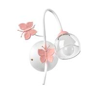 ONLI Applique à une lumière en métal papillons peints en blanc/rose
