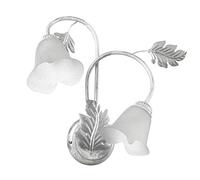 ONLI - Applique murale 2 bras en métal blanc avec nuances argent. Abat-jour en verre blanc satiné