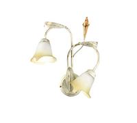ONLI - Applique murale 2 bras en métal ivoire avec nuances dorée. Verres blancs nuancés ambre