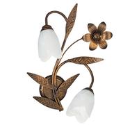 ONLI - Applique murale 2 bras en métal marron avec nuances dorées et verres blancs satiné