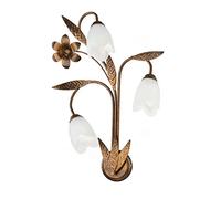 ONLI - Applique murale 3 bras en métal marron avec nuances dorées et verres blancs satinés