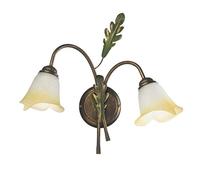 ONLI Applique murale en chêne feuille vert bronze 2 lumières