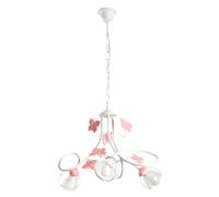 ONLI - Lustre 3 bras en métal blanc et papillons roses