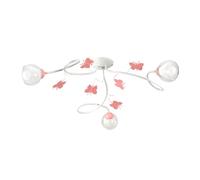 ONLI - Plafonnier 3 bras en métal blanc et papillons roses