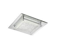 ONLI - Plafonnier moderne LED intégré 12W 4000K. Base miroir et cristaux, 28 x 28 cm
