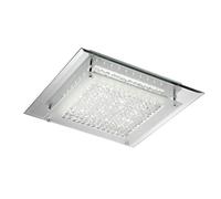 ONLI - Plafonnier moderne LED intégré 18W 4000K. Base miroir et cristaux, 34 x 34 cm