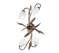ONLI - Plafonnier ovale 4 lumières en métal marron avec nuances dorées et verres blancs satinés