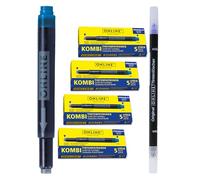 ONLINE 20x cartouches d'encre combi bleu royale + 1x effaçeur, cartouches universelles, effaçable, celle qui est toujours compatible, encre pour stylo plume/roller, école, bureau, recharge stylo plume