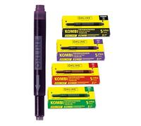 Online 20x Cartouches d'encre Combi Noir/Lilas/Rouge/Vert, 4X 5 Cartouches universelles, Celle Qui est Toujours Compatible, Encre pour Stylo Plume/Roller, école, Bureau, Recharge Stylo Plume