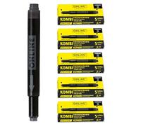 ONLINE 25x Cartouches d'encre pour stylos-plumes I compatible avec LAMY, Pelikan, Schneider etc I encre noire I recharges d'encre universelles pour stylos-plumes, rollers à cartouches I pack value