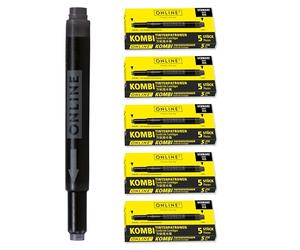 ONLINE 25x Cartouches d'encre pour stylos-plumes I compatible avec LAMY, Pelikan, Schneider etc I encre noire I recharges d'encre universelles pour stylos-plumes, rollers à cartouches I pack value