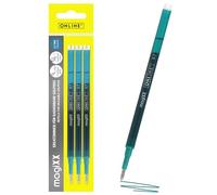 Online 3x recharge roller effaçable turquoise, compatible magiXX, Frixion etc., pour stylos à encre gel effaçables, pointe moyenne, rechargeable