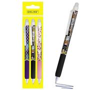 Online 3x stylo roller gel effaçable Filles, stylo à bille encre gel bleu magiXX Design, partie soft grip, rechargeable, ideal pour enfants et pour l'école, pointe moyenne