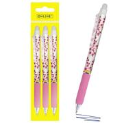 Online 3x stylo roller gel effaçable Fleurs, stylo à bille encre gel bleu magiXX Design, partie soft grip, rechargeable, ideal pour enfants et pour l'école, pointe moyenne