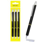 Online 3x stylo roller gel effaçable Noir, stylo à bille encre gel bleu magiXX Design, partie soft grip, rechargeable, ideal pour enfants et pour l'école, pointe moyenne