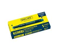 ONLINE 5x Recharges d'encre pour stylos-plumes I compatible avec LAMY, Pelikan etc I encre bleu nuit I cartouches d'encre universelles pour stylo à plume et roller à cartouches, non effaçable