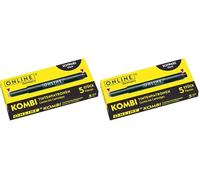 ONLINE 5x Recharges d'encre pour stylos-plumes I compatible avec LAMY, Pelikan etc I encre noir I cartouches d'encre universelles pour stylo à plume et roller à cartouches, non effaçable (Lot de 2)