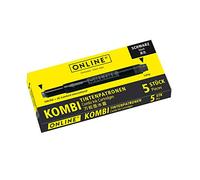 ONLINE 5x Recharges d'encre pour stylos-plumes I compatible avec LAMY, Pelikan etc I encre noir I cartouches d'encre universelles pour stylo à plume et roller à cartouches, non effaçable