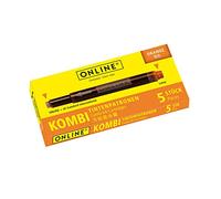 ONLINE 5x Recharges d'encre pour stylos-plumes I compatible avec LAMY, Pelikan etc I encre orange I cartouches d'encre universelles pour stylo à plume et roller à cartouches, non effaçable
