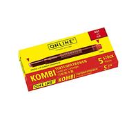 ONLINE 5x Recharges d'encre pour stylos-plumes I compatible avec LAMY, Pelikan etc I encre rouge I cartouches d'encre universelles pour stylo à plume et roller à cartouches, non effaçable