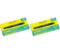 ONLINE 5x Recharges d'encre pour stylos-plumes I compatible avec LAMY, Pelikan etc I encre turquoise I cartouches d'encre universelles pour stylo à plume et roller à cartouches, non effaçable