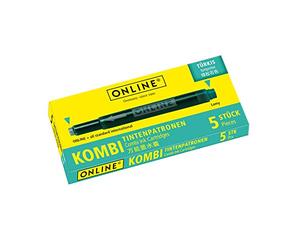 ONLINE 5x Recharges d'encre pour stylos-plumes I compatible avec LAMY, Pelikan etc I encre turquoise I cartouches d'encre universelles pour stylo à plume et roller à cartouches, non effaçable