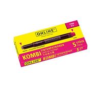 ONLINE 5x Recharges d'encre pour stylos-plumes I compatible avec LAMY, Pelikan, Schneider etc I encre rose I cartouches d'encre universelles pour stylos-plumes I résistants au gel, non effaçables