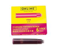ONLINE 6x Recharges d'encre pour stylos-plumes I compatible avec Pelikan, Stabilo, Schneider etc I encre rose I cartouches d'encre universelles pour stylos-plumes