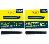 ONLINE 6x Recharges d'encre pour stylos-plumes I compatible avec Pelikan, Stabilo, Schneider etc I encre bleu nuit I cartouches d'encre universelles pour stylos-plumes I effaçables et lavables