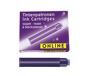 ONLINE 6x Recharges d'encre pour stylos-plumes I compatible avec Pelikan, Stabilo, Schneider etc I encre mauve I cartouches d'encre universelles pour stylos-plumes
