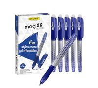 Online 6x stylo roller effaçable, encre gel bleu magiXX Classic, ergonomique avec partie soft grip, rechargeable, ideal pour enfants et pour l'école, pointe moyenne