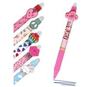 Online 6x stylo roller effaçable set Love & Peace, encre gel bleu magiXX Fun, ergonomique avec partie soft grip, rechargeable, ideal pour enfants et pour l'école, pointe moyenne