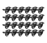Online Best Service Paquet de 24 roulettes pivotantes de 1,5 "base en caoutchouc avec plaque supérieure et roulement robuste avec frein à verrouillage total