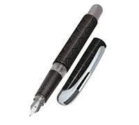 Online College Black Style ink pen│ ergonomic fountain pen for school │ medium nib, soft-touch grip area │ for standard ink cartridges │ refillable │ ideal for children
