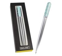 Online Crystal Pen Stylo à Bille avec Strass Scintillants, Stylo Élégant dans Boîte Cadeau avec Recharge Internationale Grande Capacité, Écriture Noire, Turquoise