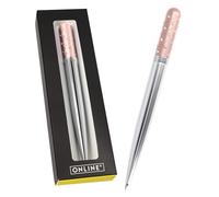 Online Crystal Pen Stylo à Bille avec Strass Scintillants, Stylo Élégant dans Boîte Cadeau avec Recharge Internationale Grande Capacité, Écriture Noire, Rose